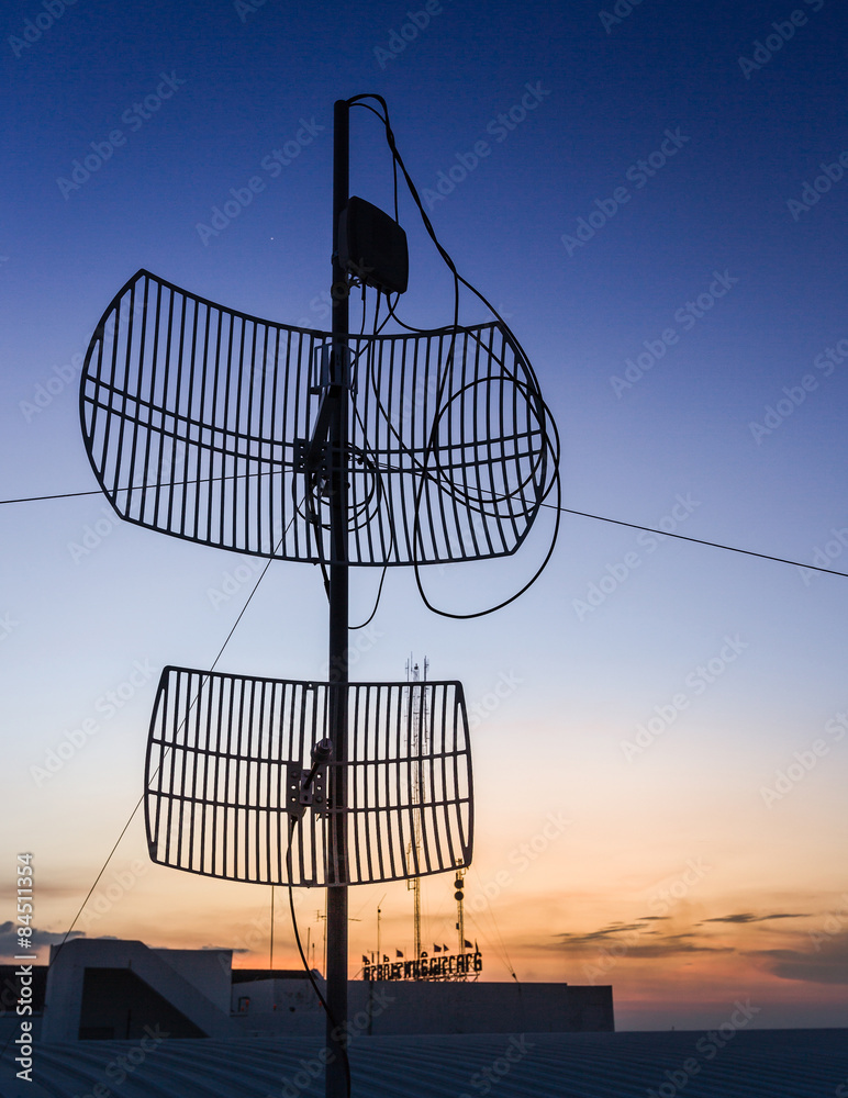 Antenna on the sunset silhouette.