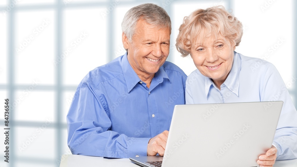 Senior Adult, Couple, Computer.