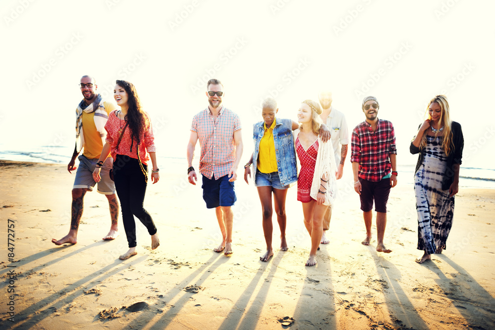 Diverse Beach Summer Friends Fun Bonding Concept