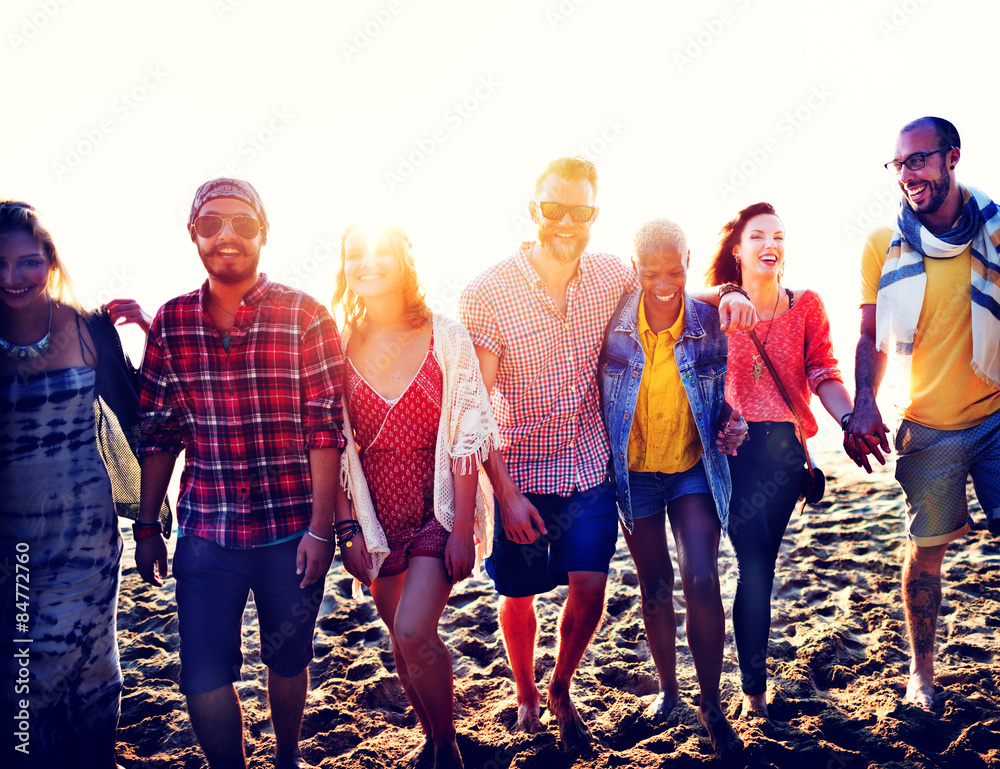 Diverse Beach Summer Friends Fun Bonding Concept