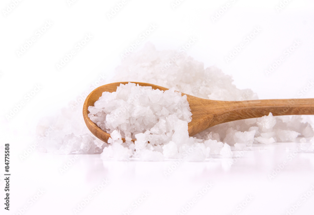 salt crystals on white background