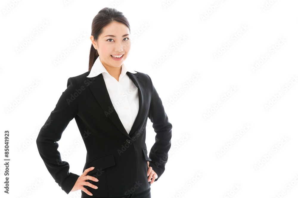 asian businesswoman on white background