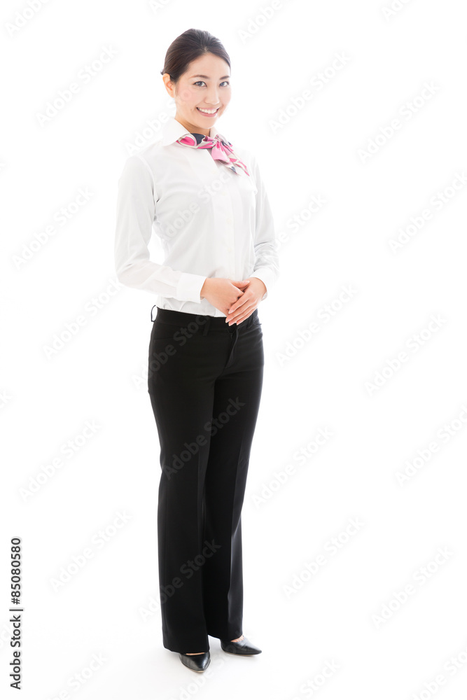 asian businesswoman on white background