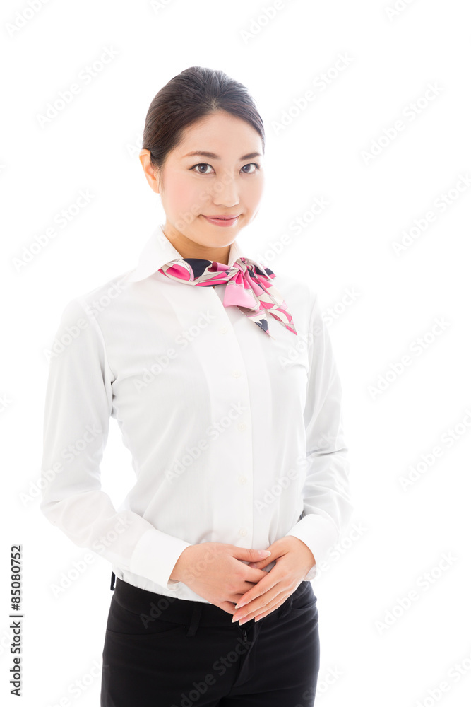 asian businesswoman on white background