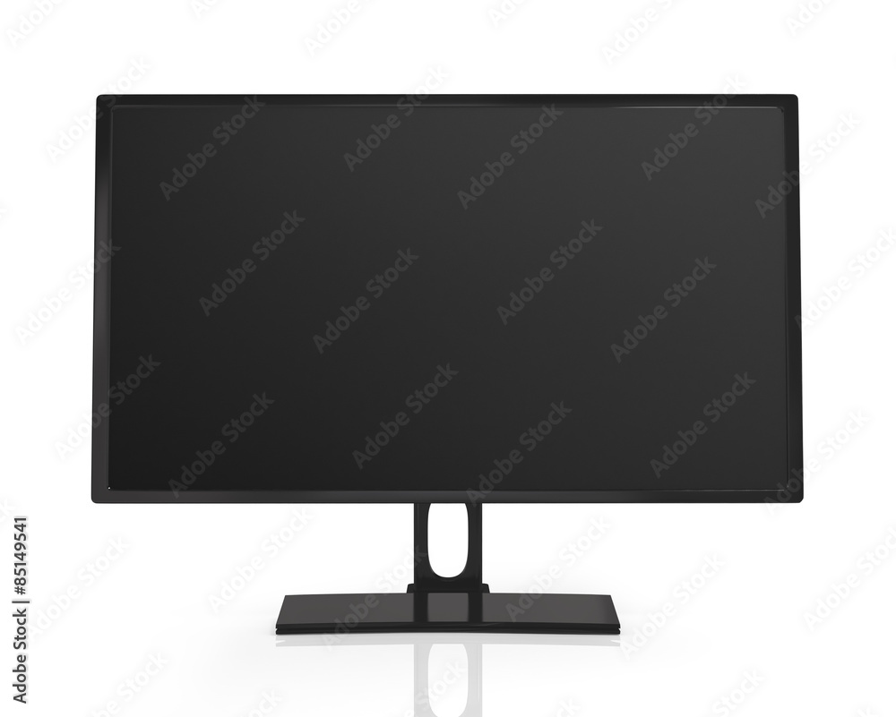 Сomputer display with black screen, isolated on white backgroun