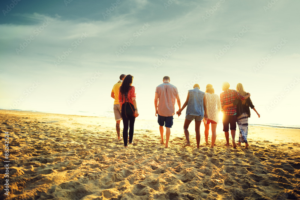 Beach Party Dinner Friendship Happiness Summer Concept