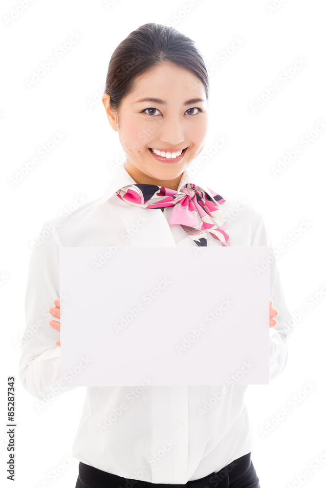 asian businesswoman on white background