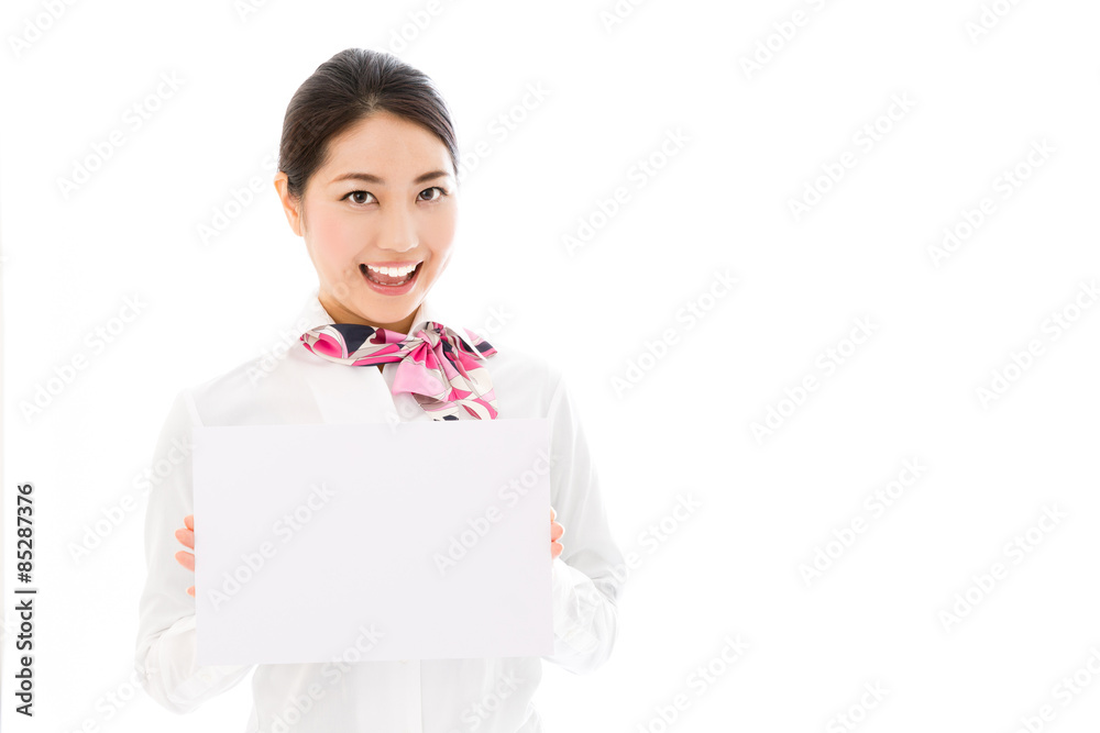 asian businesswoman on white background