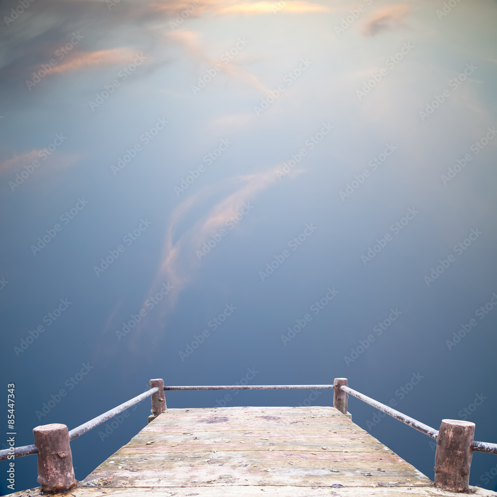 old cement bridges floor on Sky and cloud ,Good weather day background