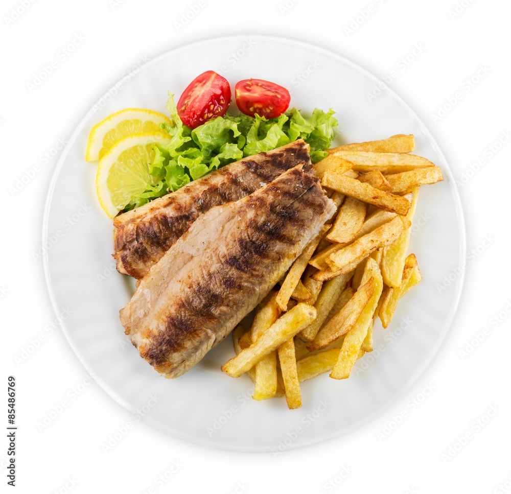 Fish, French Fries, Grilled.