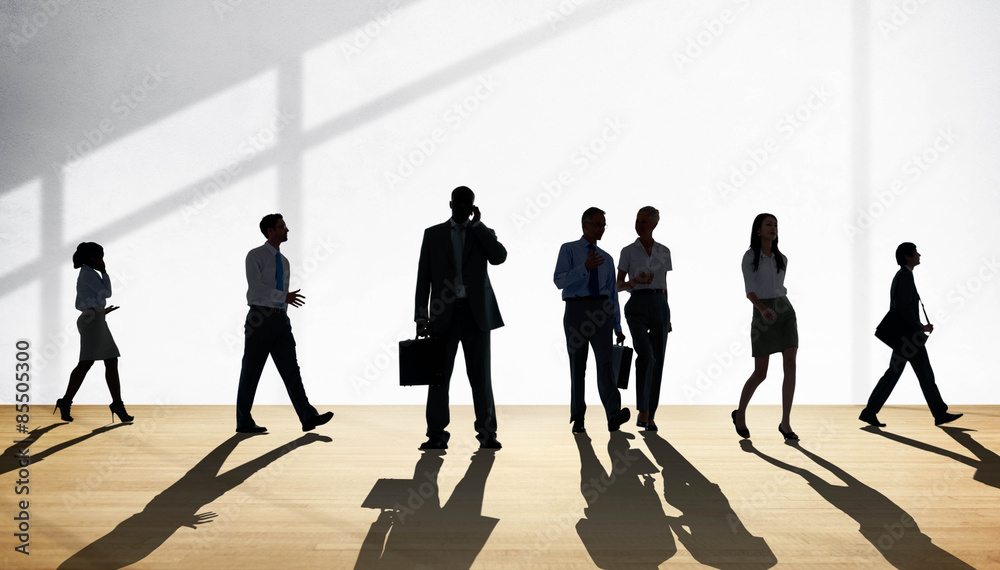 Silhouette People Global Business Cityscape Teamwork Concept