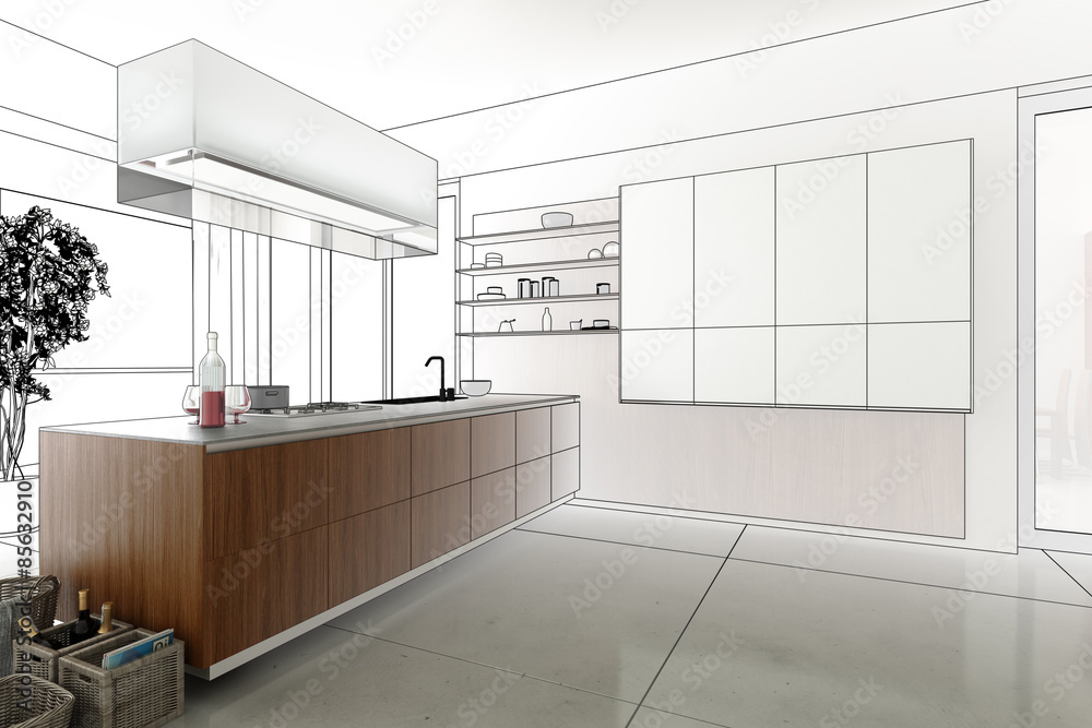 Kitchen accented in Wood (project)