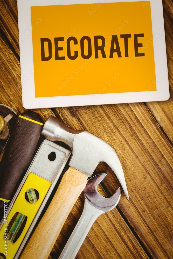 Decorate  against desk with tools