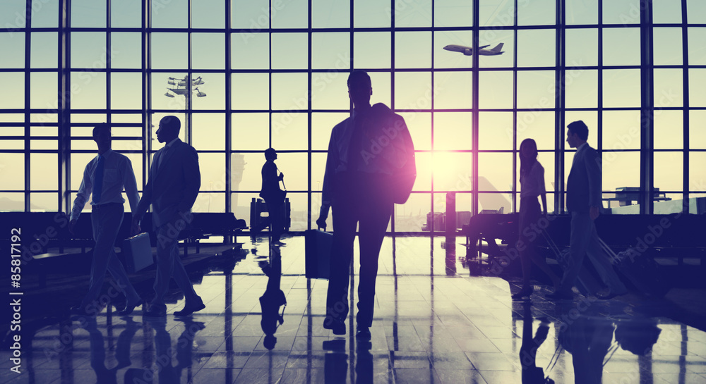 Back Lit Business People Traveling Airport Passenger Concept