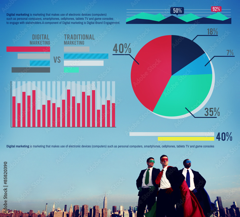 Digital Marketing Graph Statistics Analysis Finance Market Conce