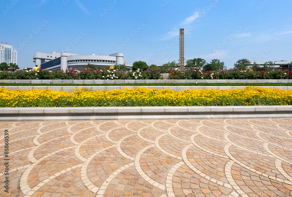 urban building with cement floor raod