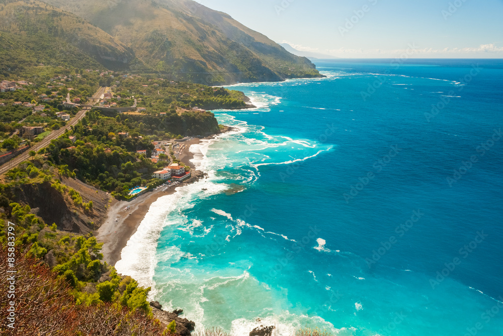 Maratea（意大利南部）附近海岸线鸟瞰图