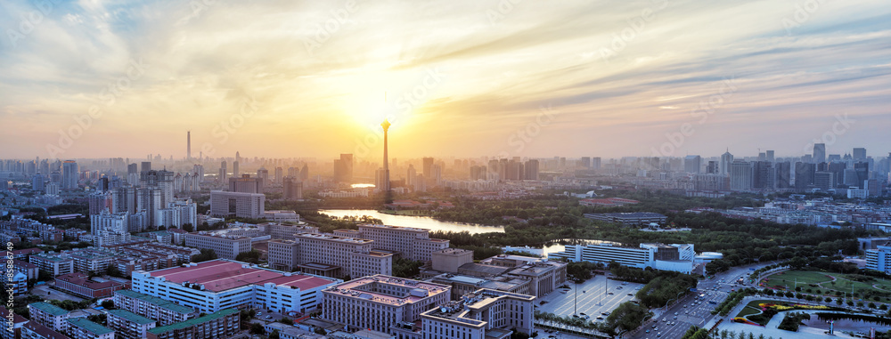 Panoramic skyline and modern buildings of tianjin