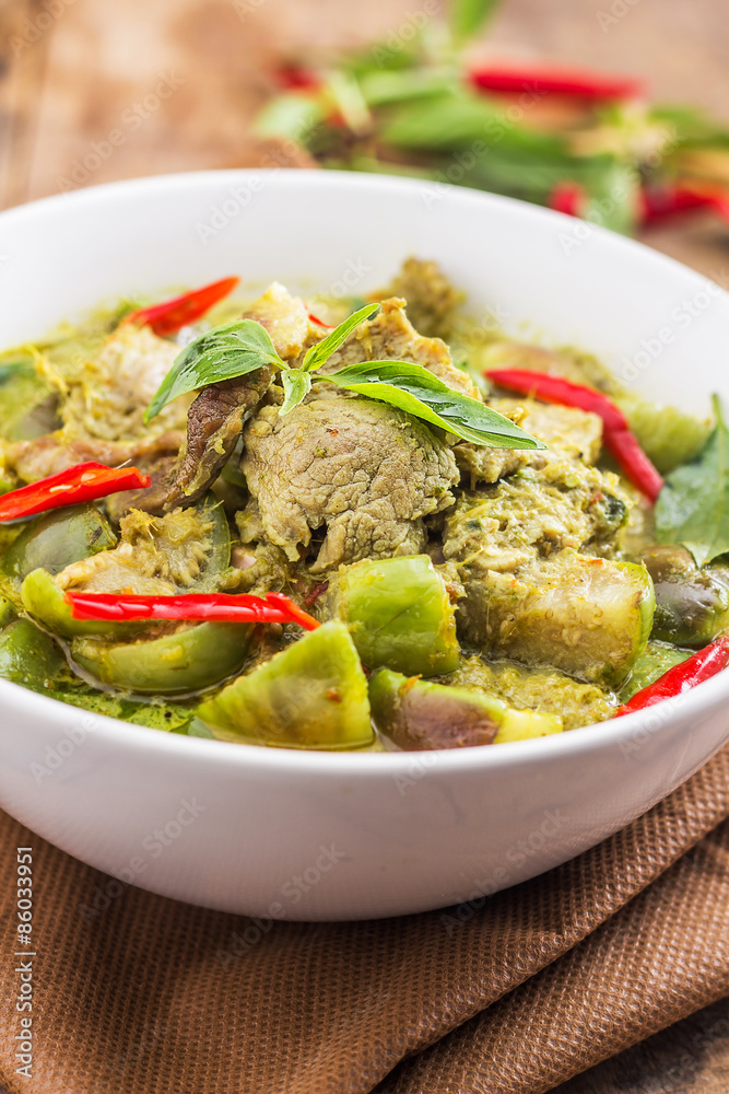 Green pork Curry , Thai cuisine