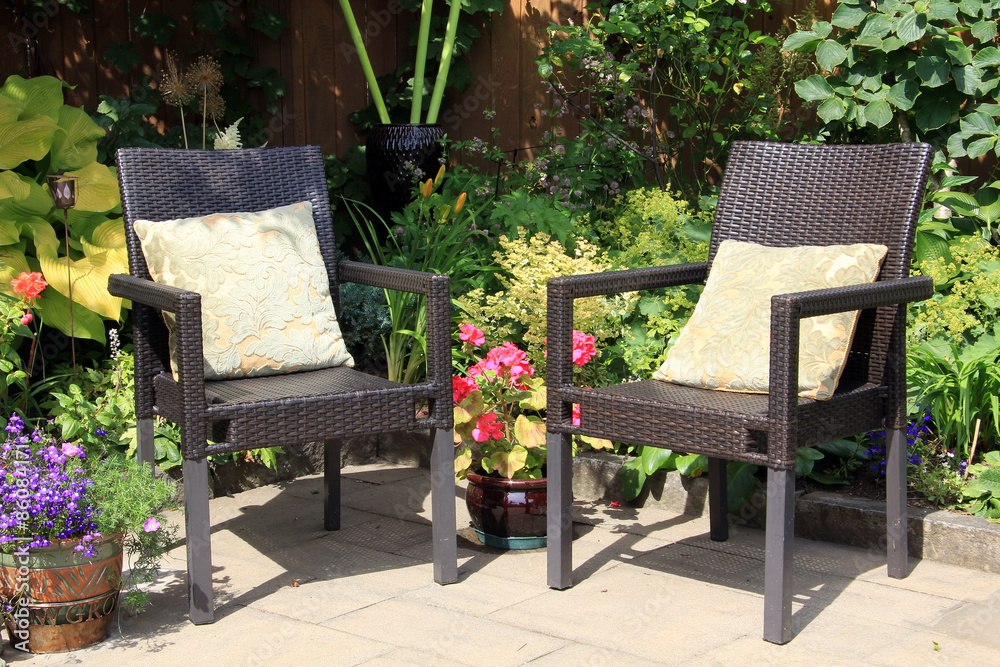 Garden chairs and flowers