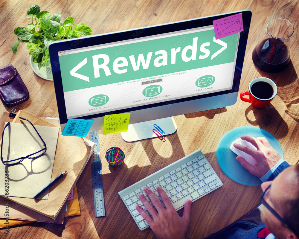 Digital Online Rewards Profit Office Working Concept