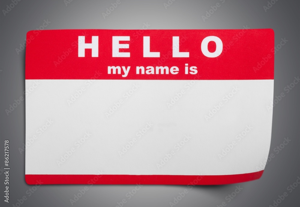 Identity, Name Tag, Hello.