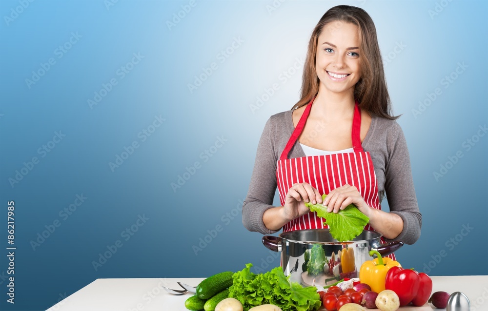 Cooking, Women, Domestic Kitchen.