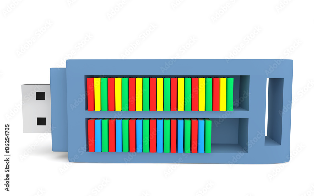 3d USB闪存驱动器和书籍