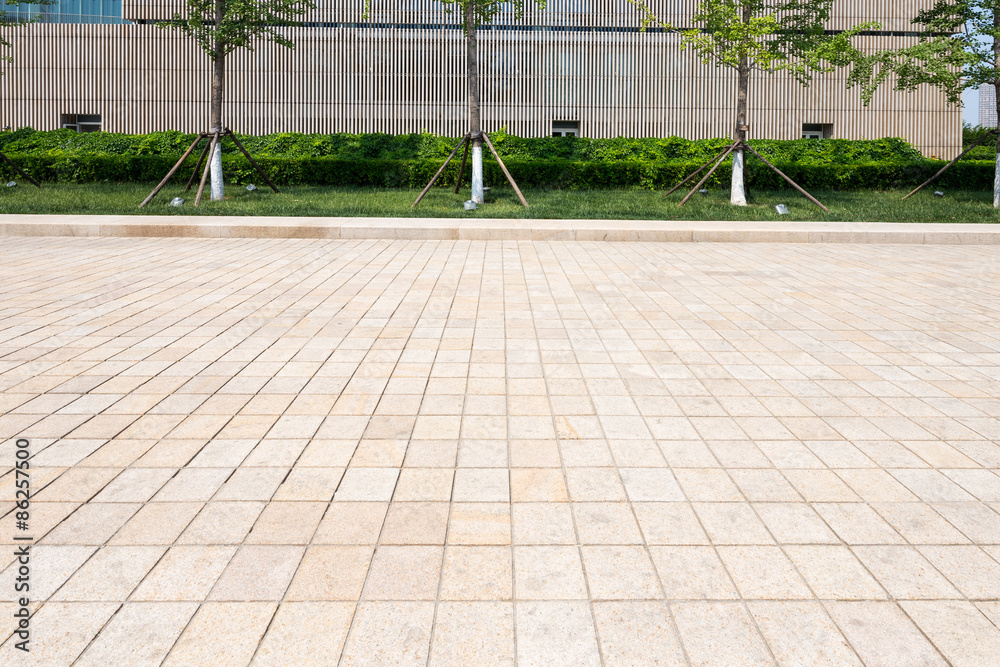 modern building with empty road floor