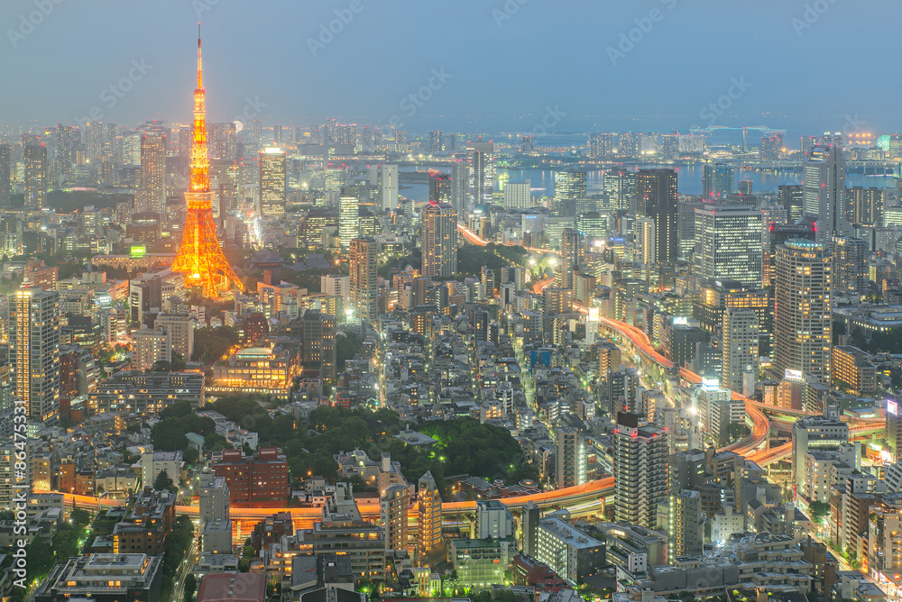 Tokyo tower at night in Tokyo, Japan