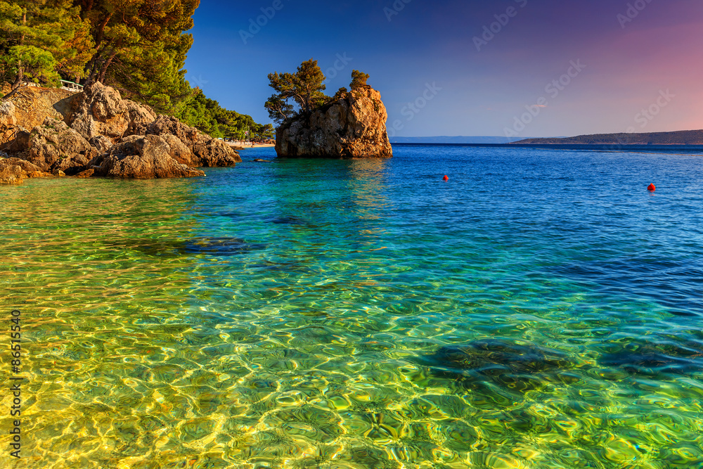 Rocky shore with crystal clear sea water,Brela,Dalmatia,Croatia