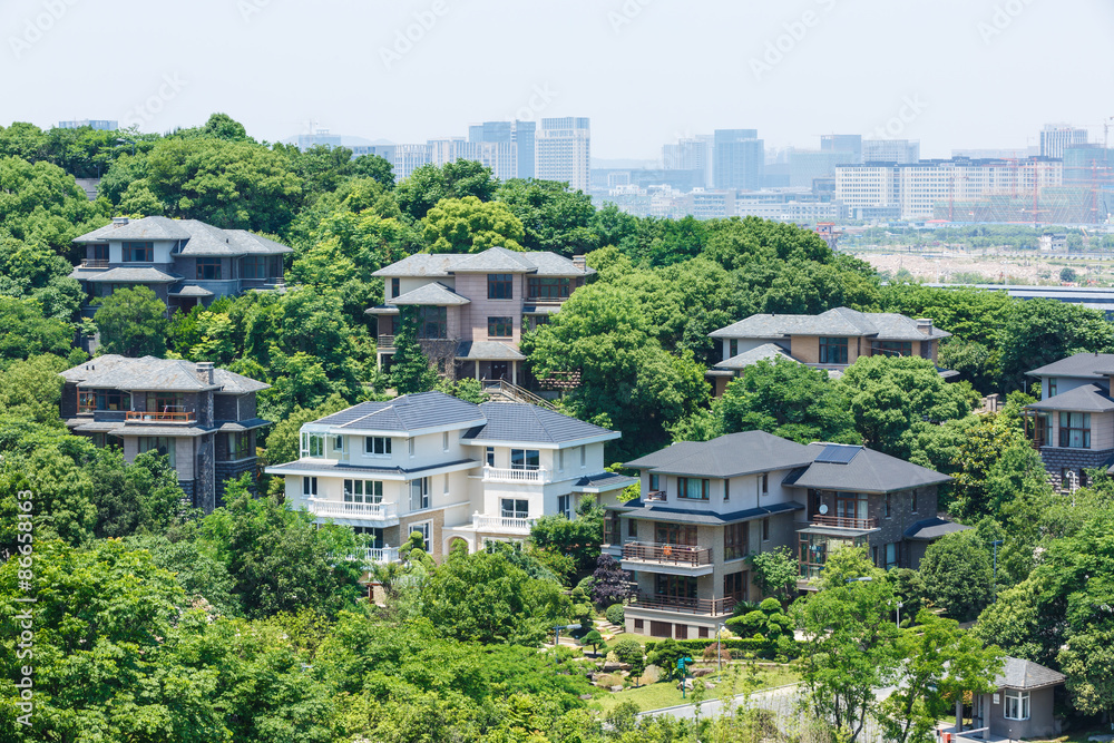 中国杭州的别墅群建筑风光