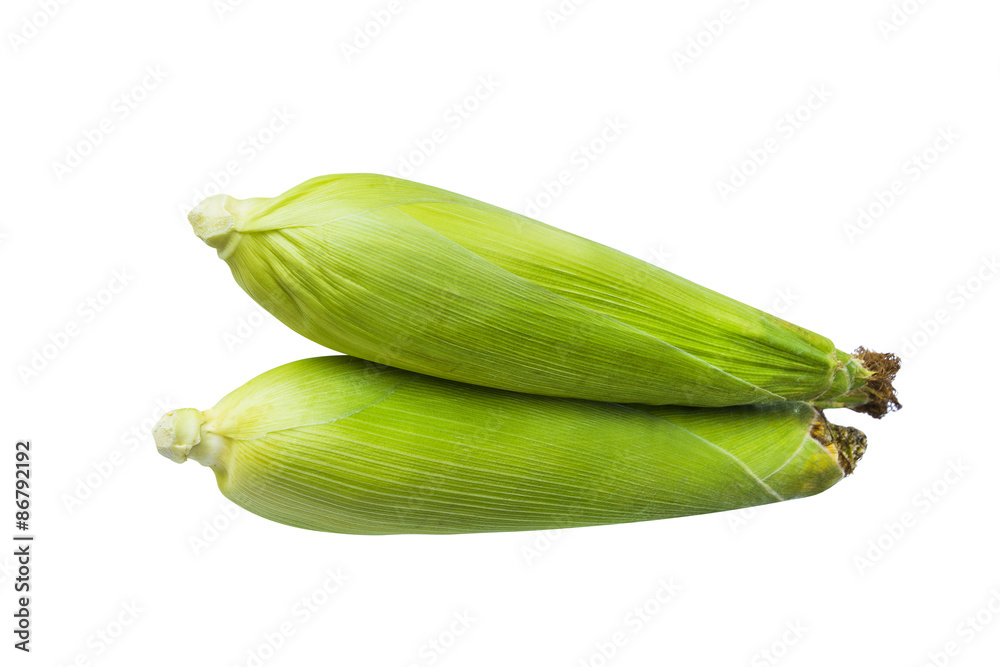 Sweet corn with green peel