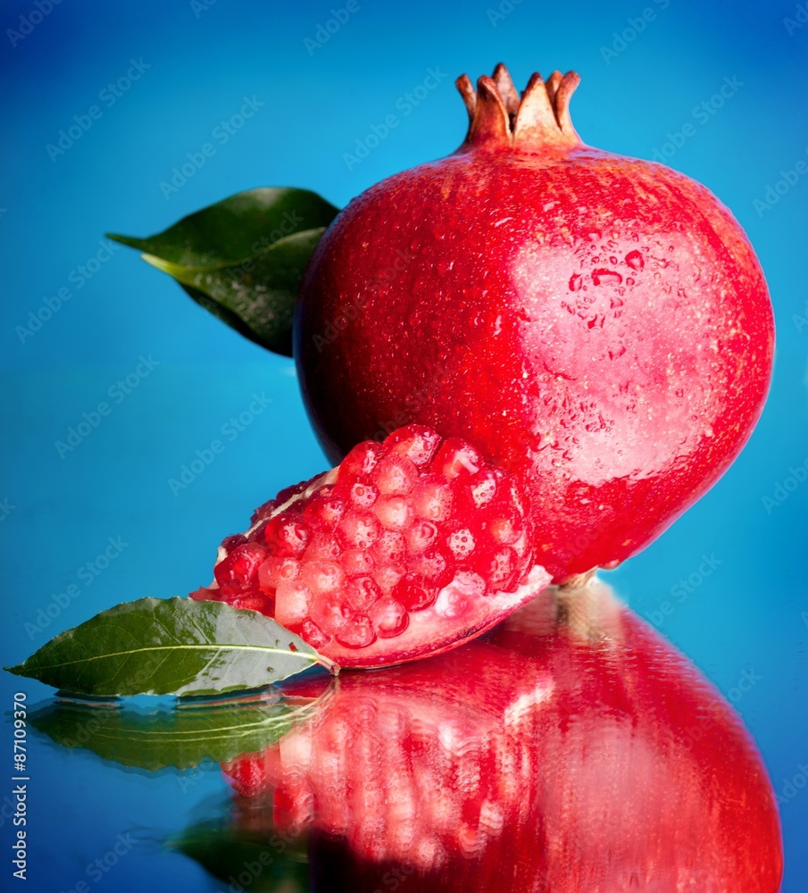 Pomegranate, Blue, Fruit.