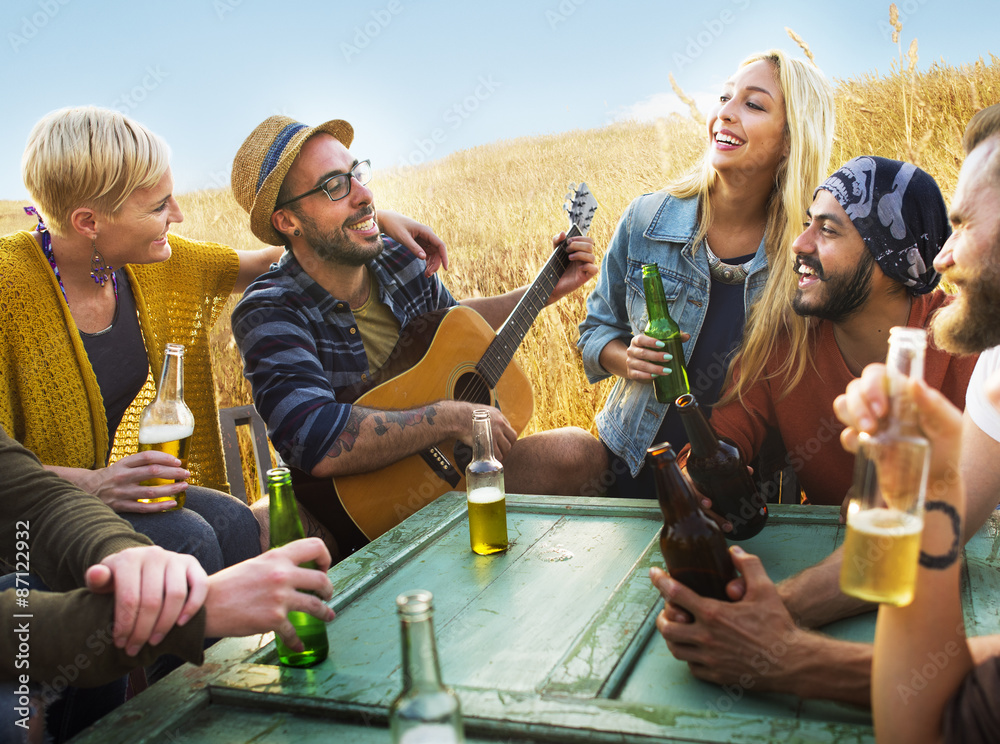 Diverse People Friends Hanging Out Happiness Concept