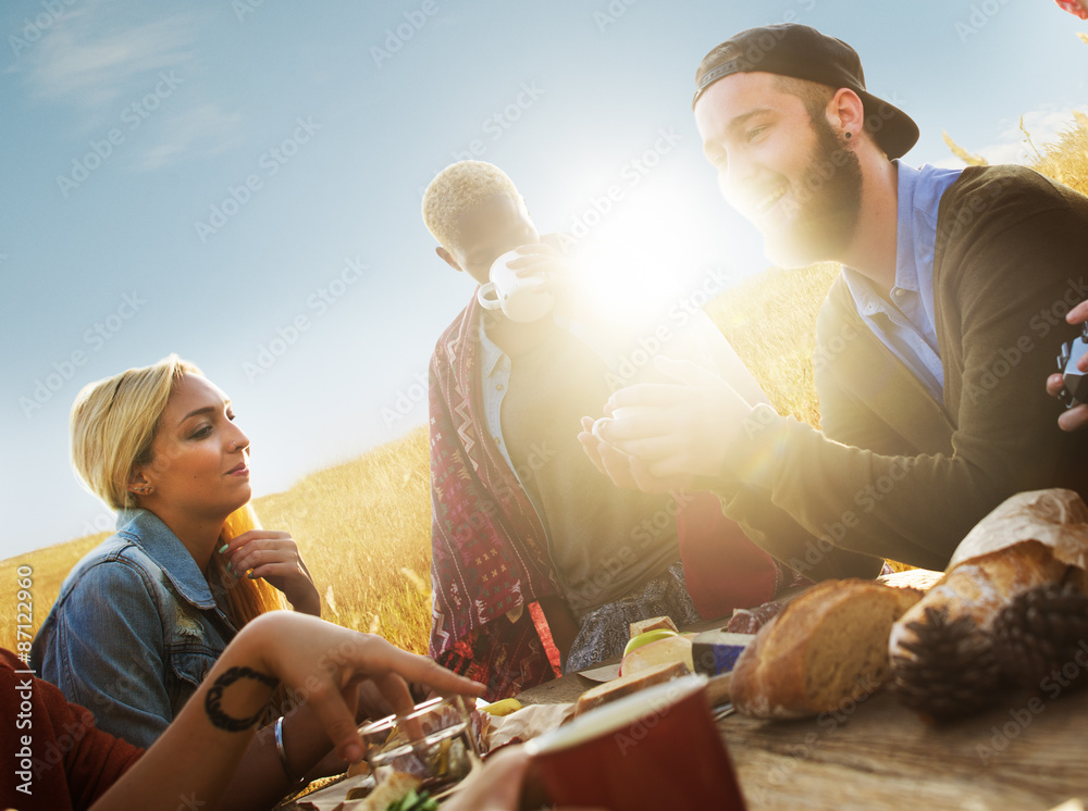 Diverse People Friends Hanging Out Happiness Concept