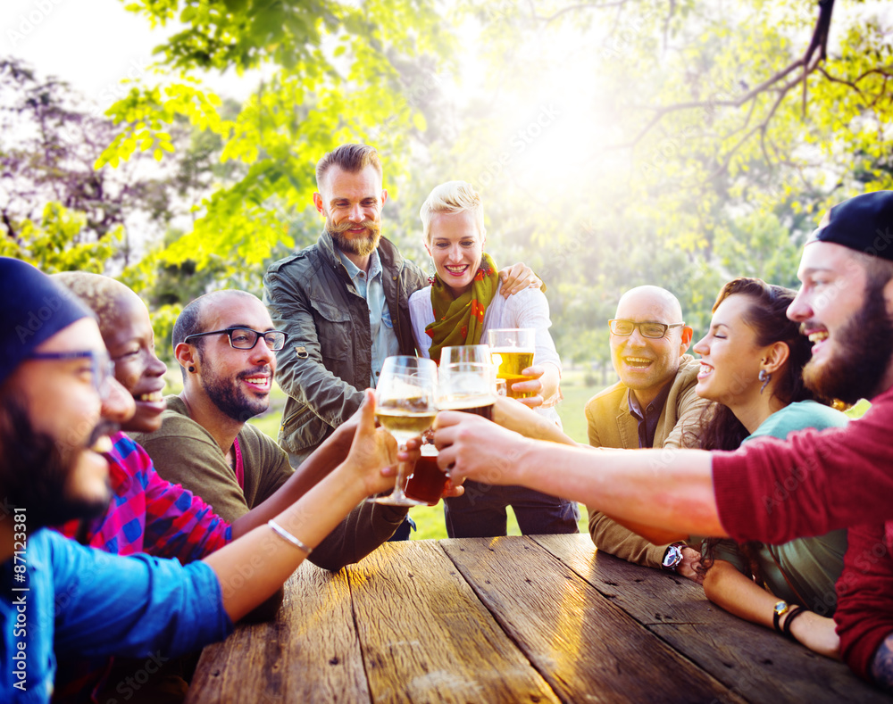 Diverse People Friends Hanging Out Drinking Concept