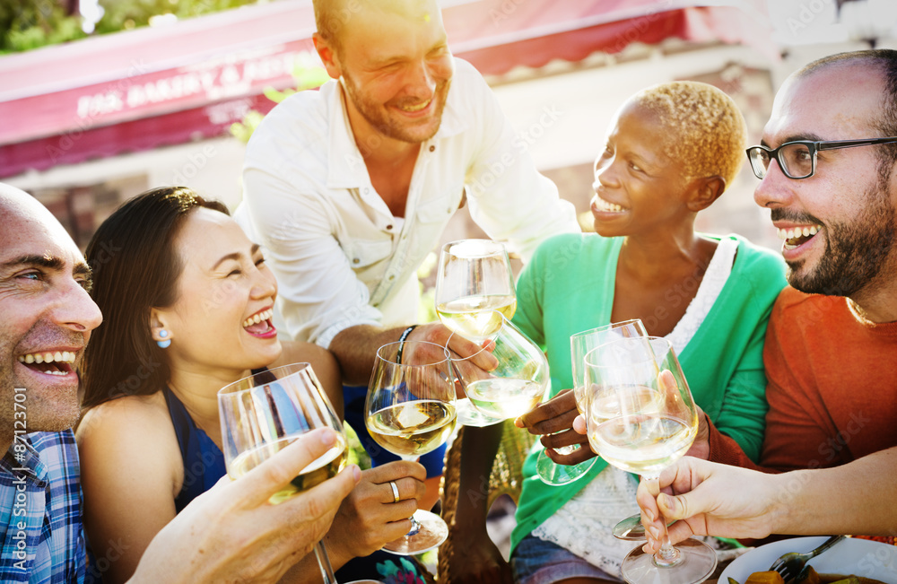 Diverse People Friends Hanging Out Drinking Concept