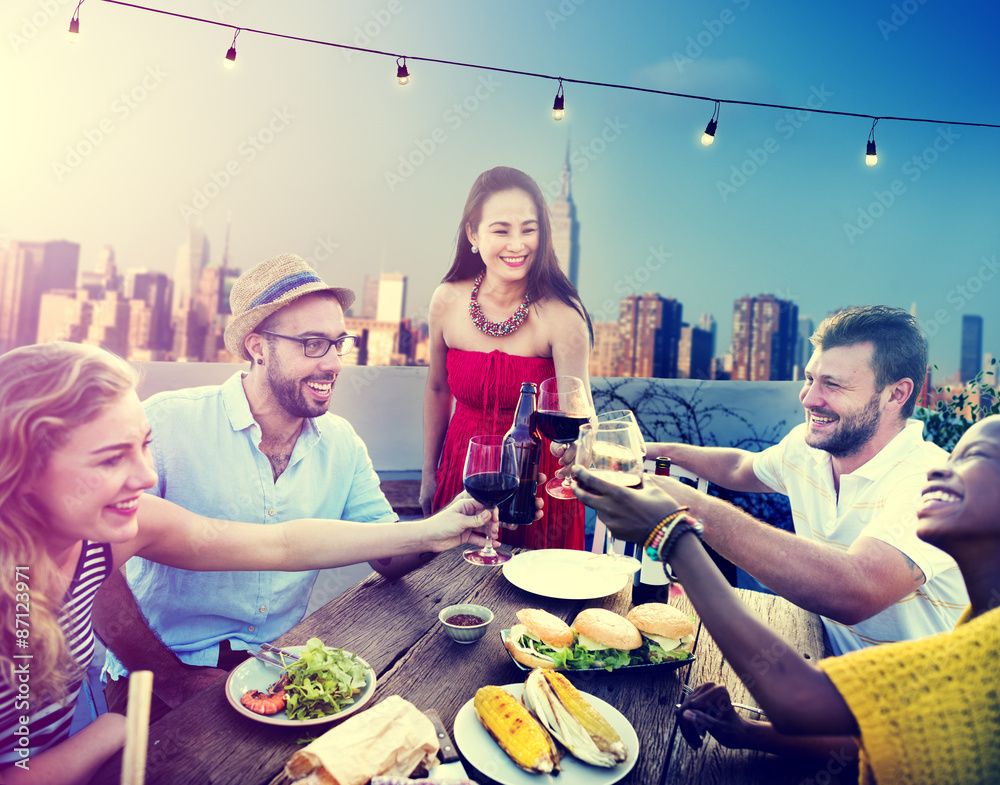 Friends Friendship Rooftop Dining People Concept