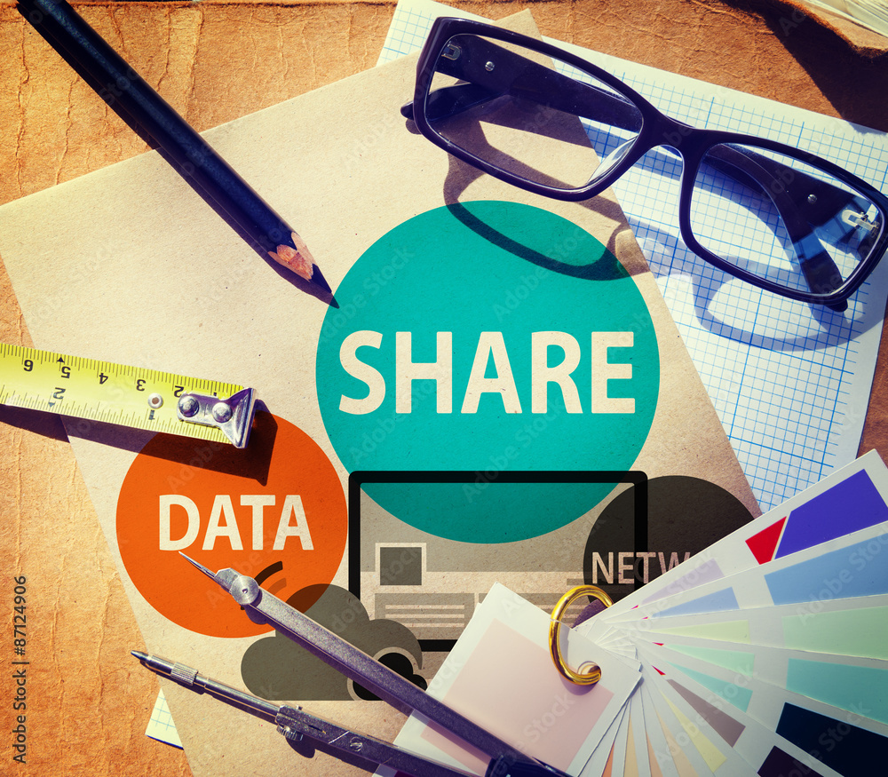 Share Data Network Sharing Social Network Connection Concept