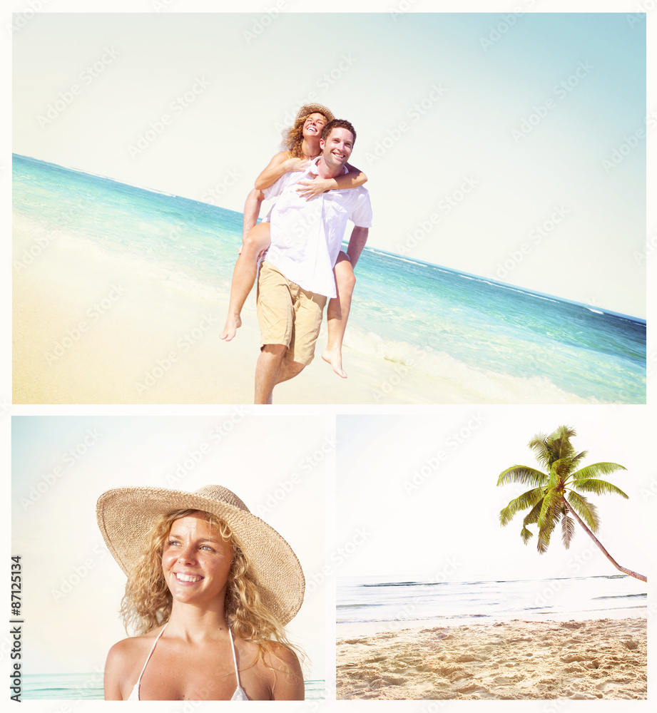 Honeymoon Couple Summer Beach Dating Concept