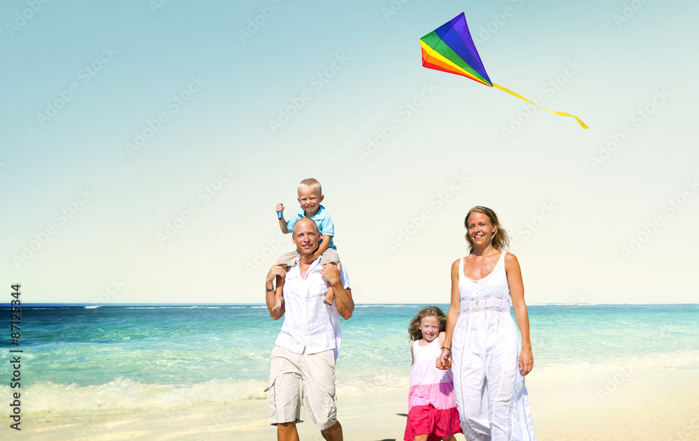 Family Beach Enjoyment Holiday Summer Concept