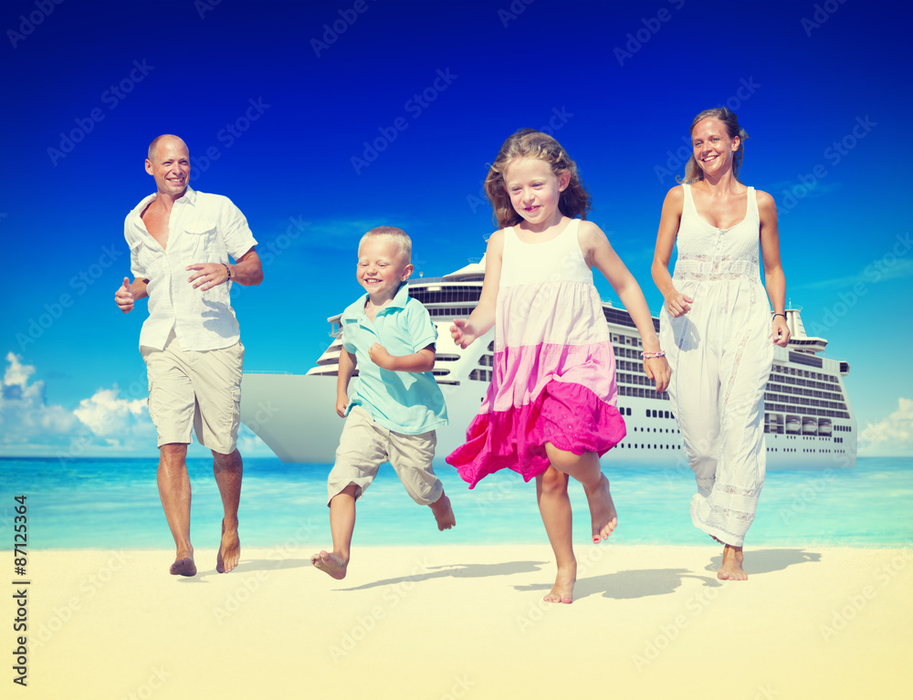 Family Summer Beach Relaxation Vacation Concept