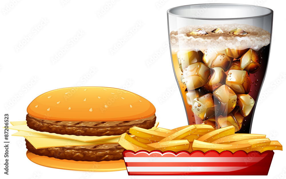 Burger, fries and a cola