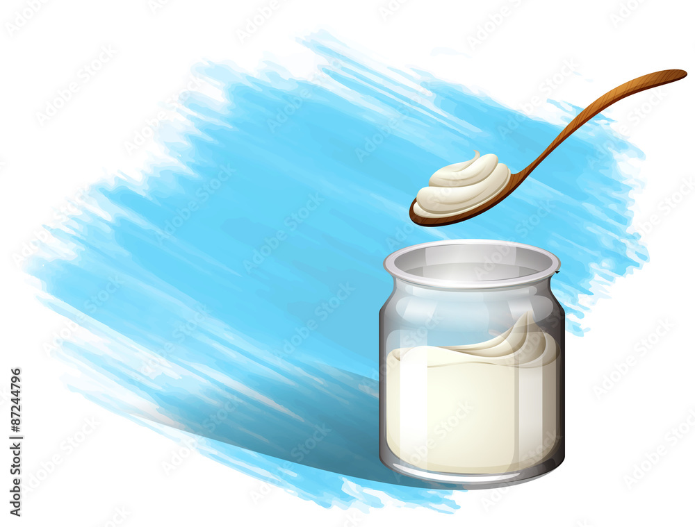 Yoghurt or cream with brush stroke