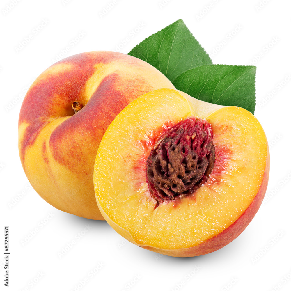 Fresh peach with half