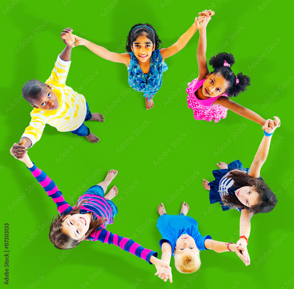 Children Kids Cheerful Unity Diversity Concept