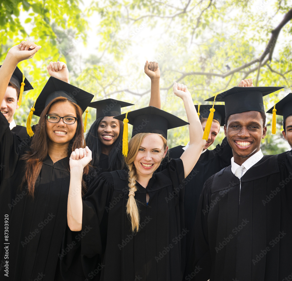 Diversity Students Graduation Success Celebration Concept