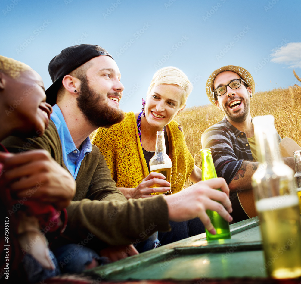 Diverse People Friends Hanging Out Drinking Concept