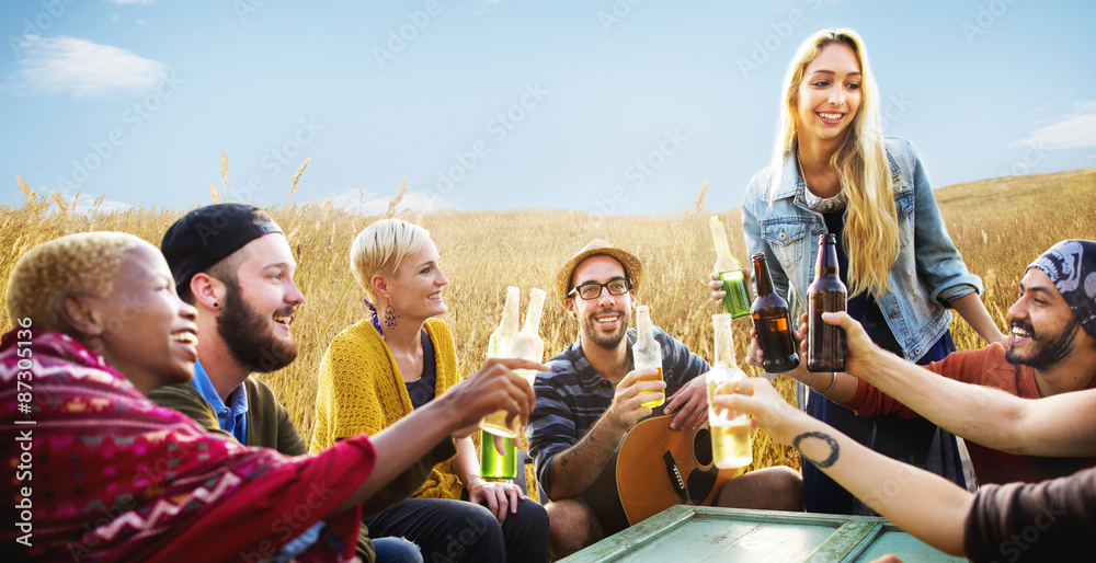 Diverse People Friends Hanging Out Happiness Concept